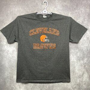 NFL Team Apparel CLEVELAND BROWNS Football T-Shirt Mens XL Gray Short Sleeve